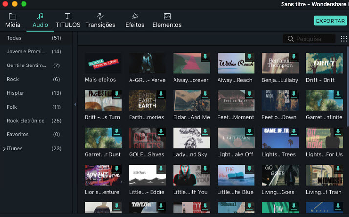 Filmora 9 for Mac Music Library