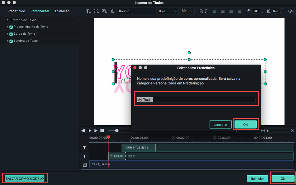 Filmora 9 para Mac editar títulos