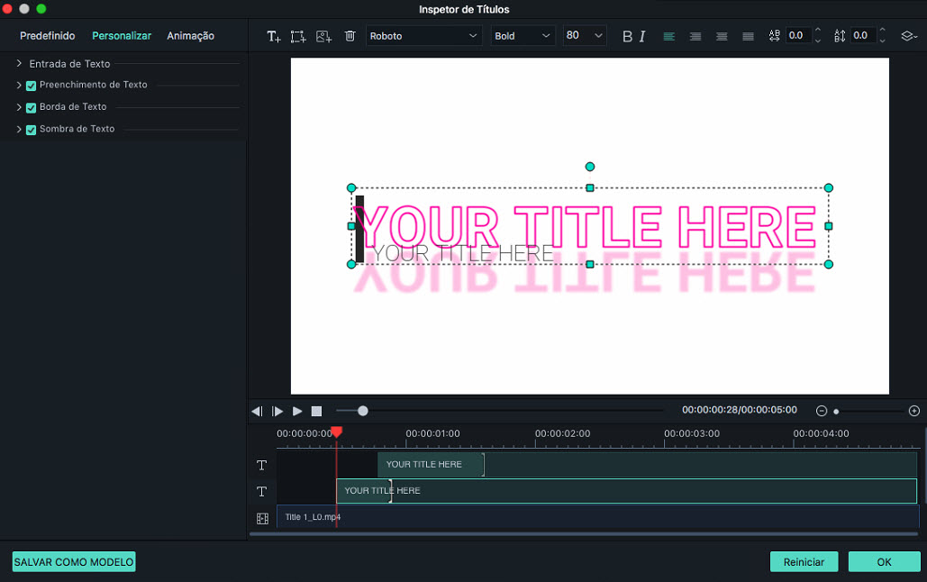 Filmora 9 para Mac editar títulos
