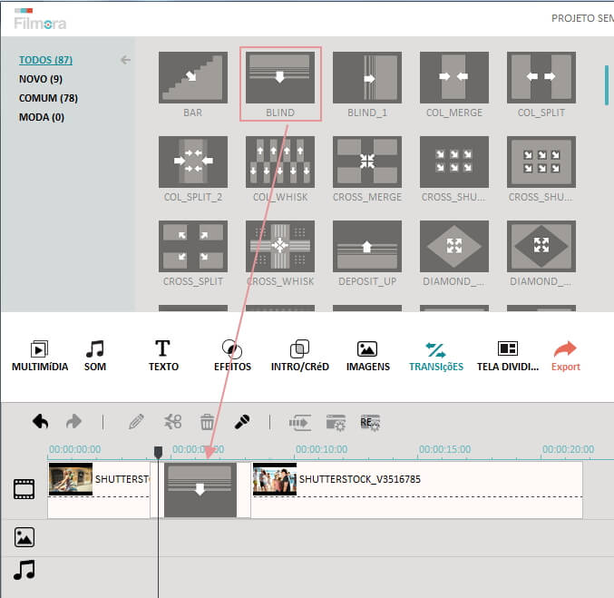 how to add transition effect between two video clips