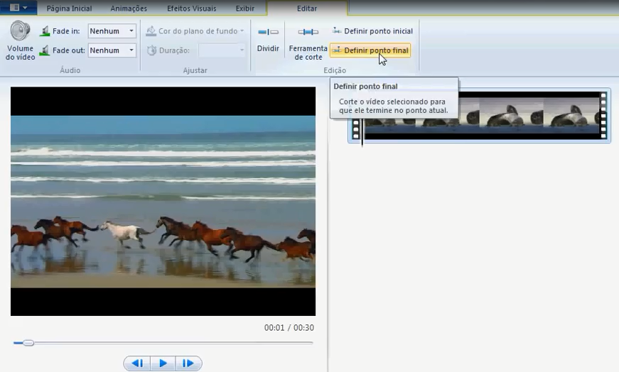 cortar vídeos no Windows Live Movie Maker