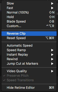  Reverse a video clip using FCP -1