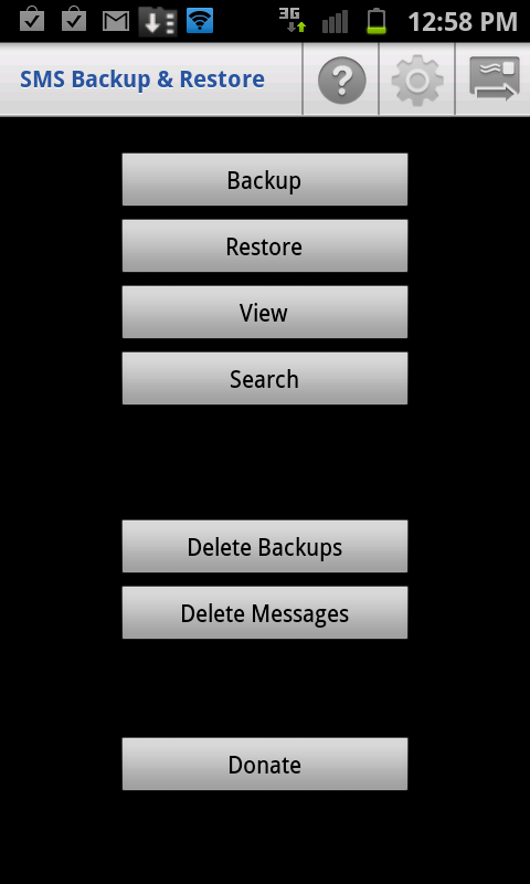 SMS backup restore