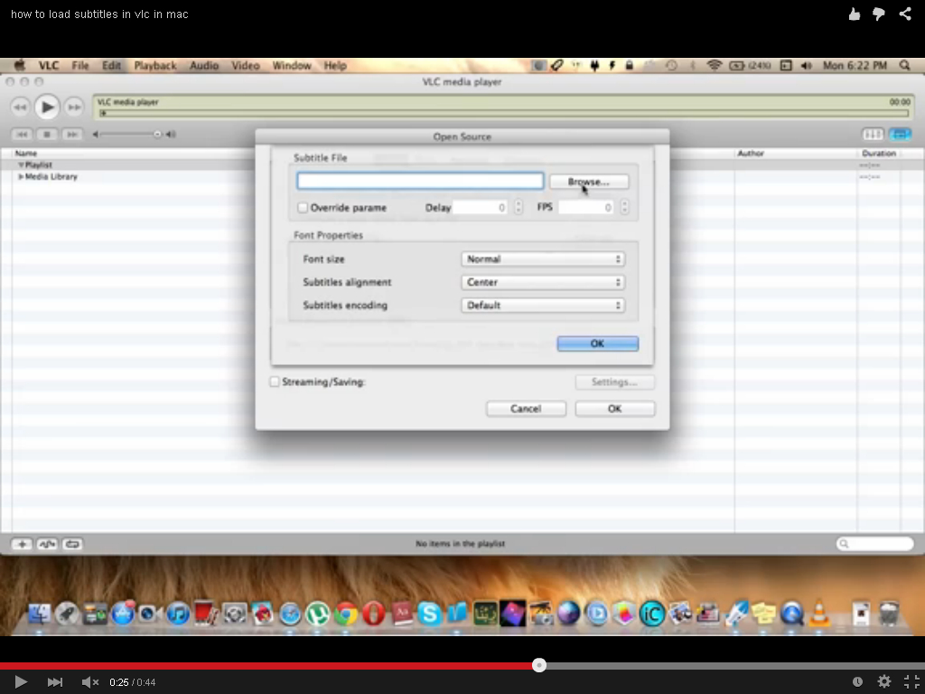 sincronizar legenda no vlc mac