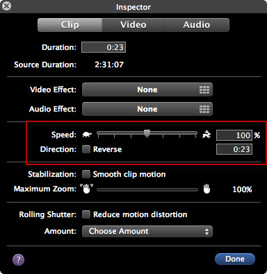 slow down videos in iMovie